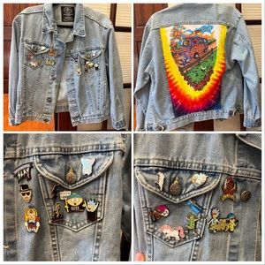 Denim Jacket with Grateful Dead Tee Sew to Back with Pins!